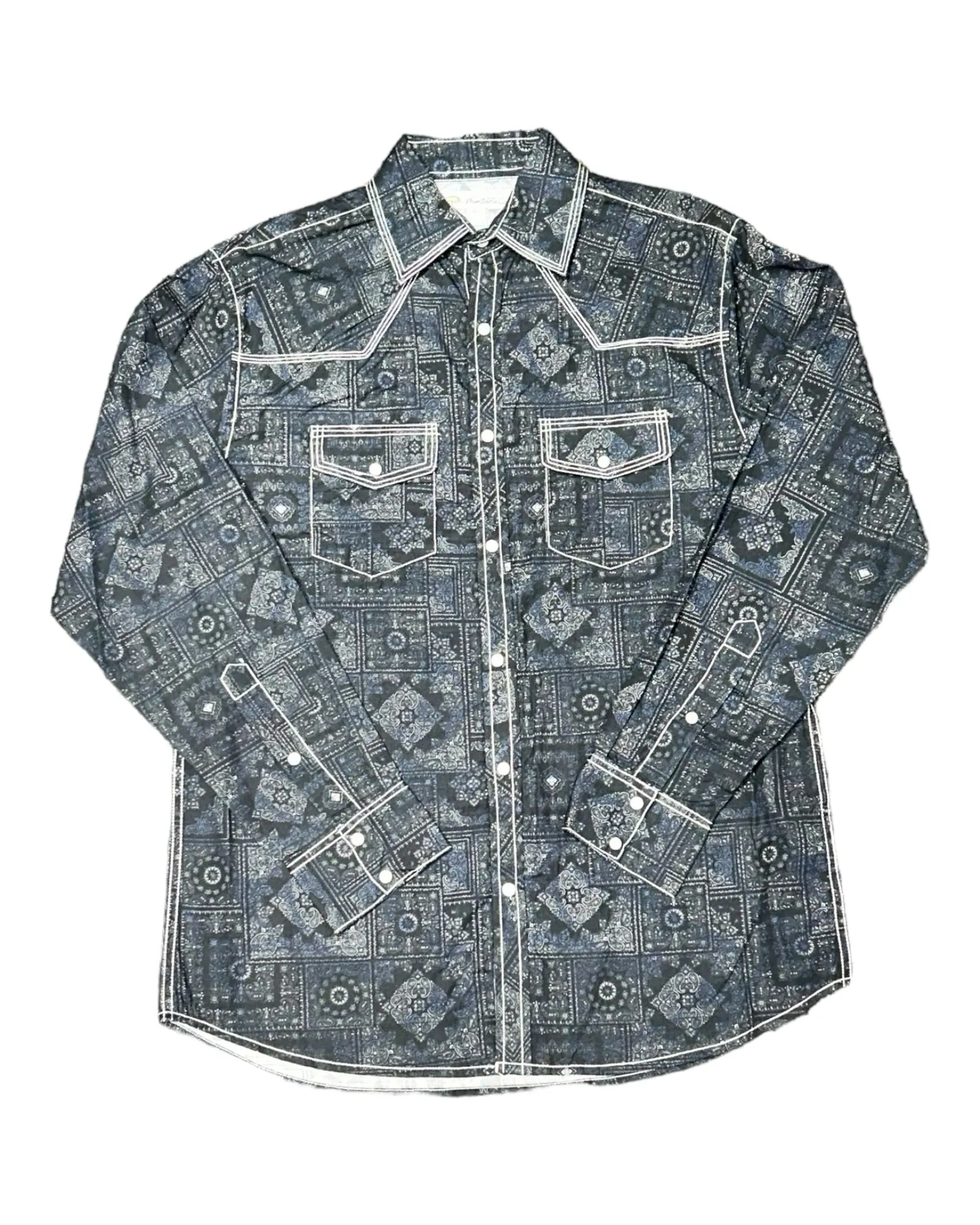 MontanaCo Men's Long Sleeved All Over Paisley Print Western Snap Shirt M-1105