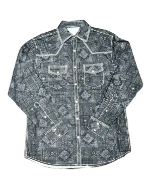 MontanaCo Men's Long Sleeved All Over Paisley Print Western Snap Shirt M-1105