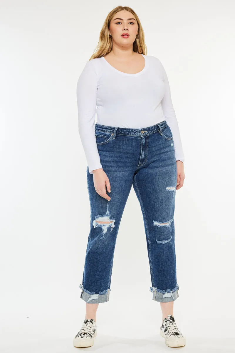 Nelly Mid Rise Boyfriend Jeans (Plus Size)