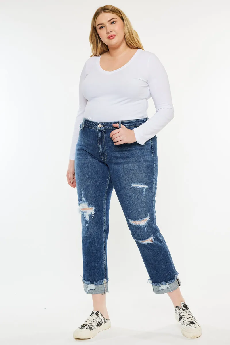 Nelly Mid Rise Boyfriend Jeans (Plus Size)