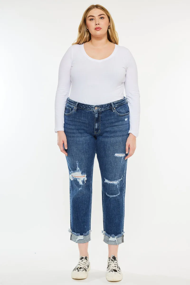 Nelly Mid Rise Boyfriend Jeans (Plus Size)