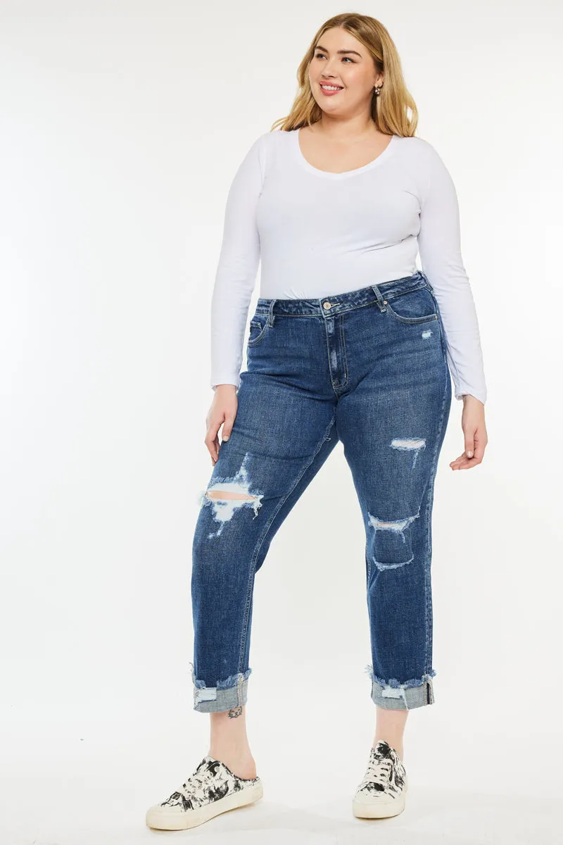 Nelly Mid Rise Boyfriend Jeans (Plus Size)