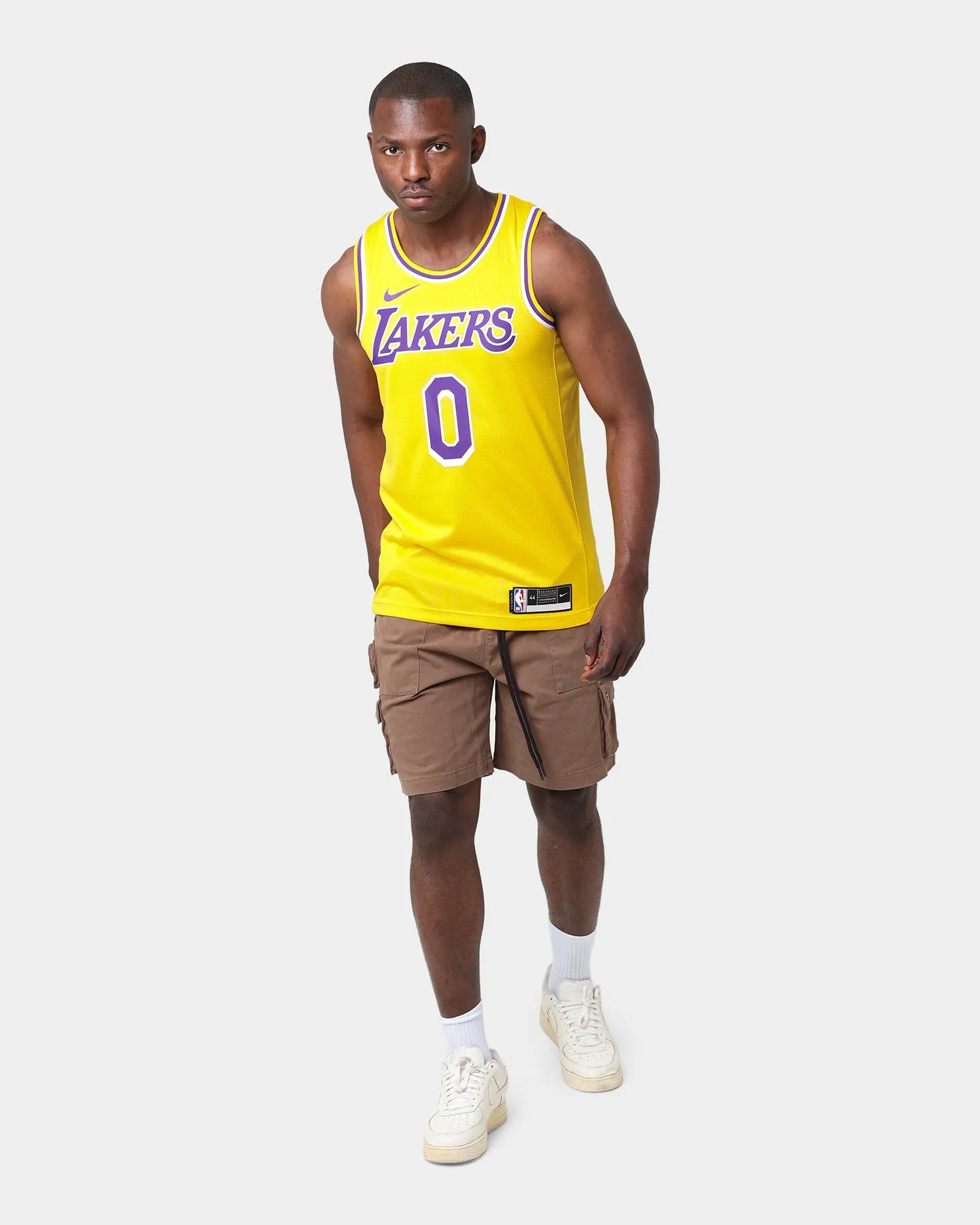 Nikle Los Angeles Lakers Russell Westbrook #0 Icon Swingman Jersey Amarillo/Field