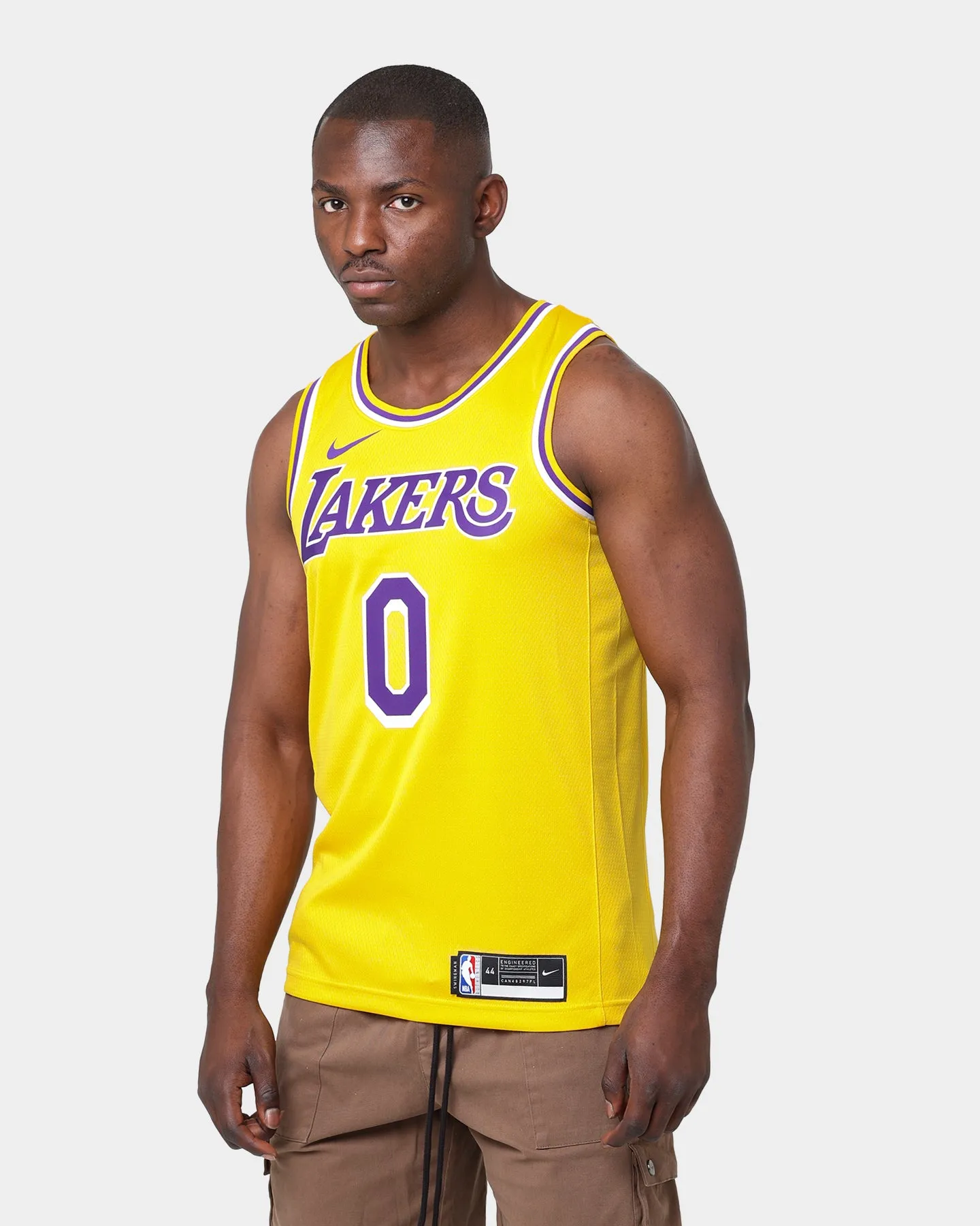 Nikle Los Angeles Lakers Russell Westbrook #0 Icon Swingman Jersey Amarillo/Field