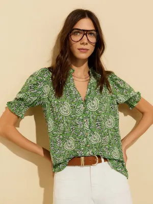 Nolan LENZING™ ECOVERO™ Printed Blouse | Green Woodblock Floral