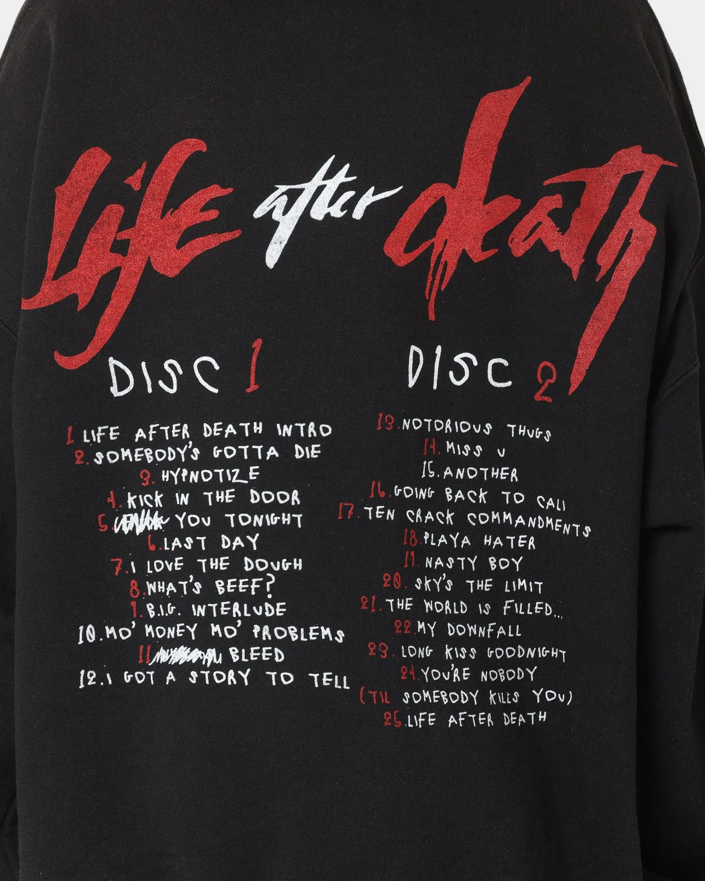 Notorious B.I.G Biggie Tracklist Crewneck Black