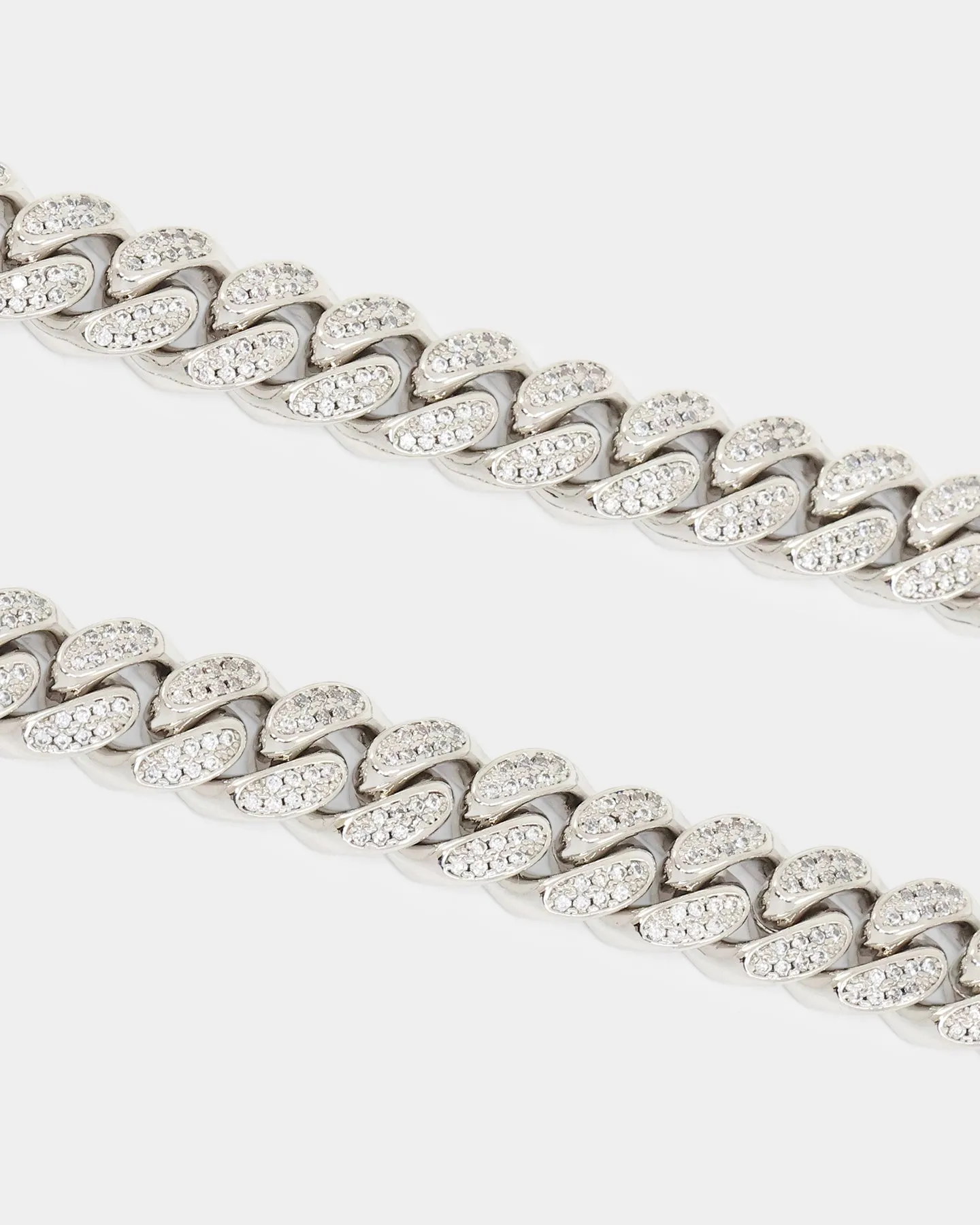 NXS 12mm Diamond Cuban Link Chain Iced White Gold