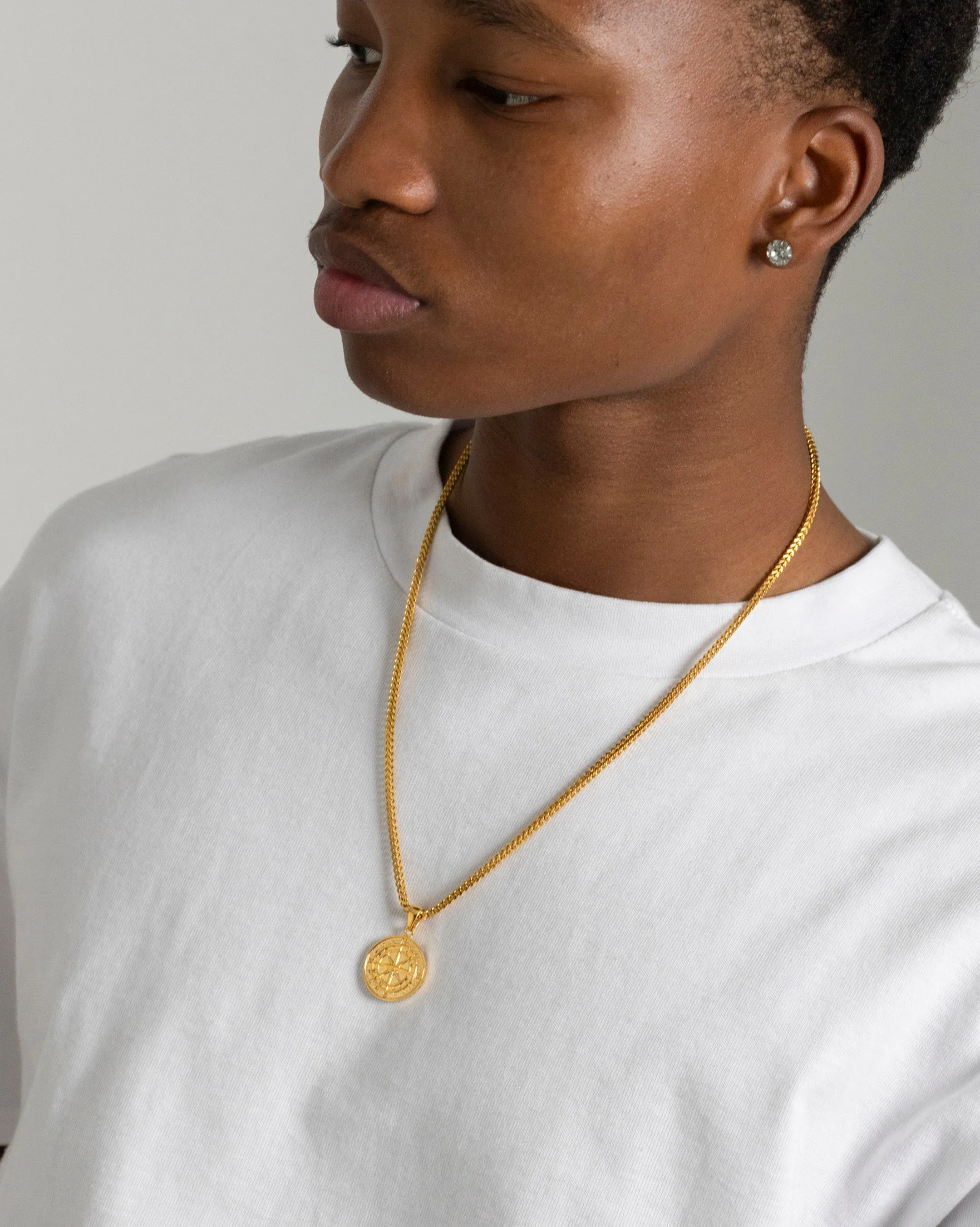 NXS Compass Pendant Gold
