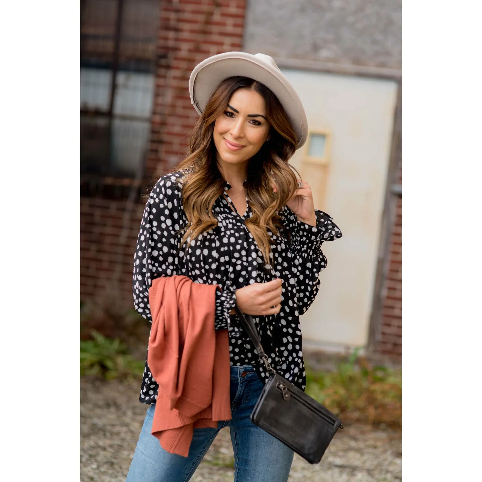 On-the-Go Cheetah Tie Blouse