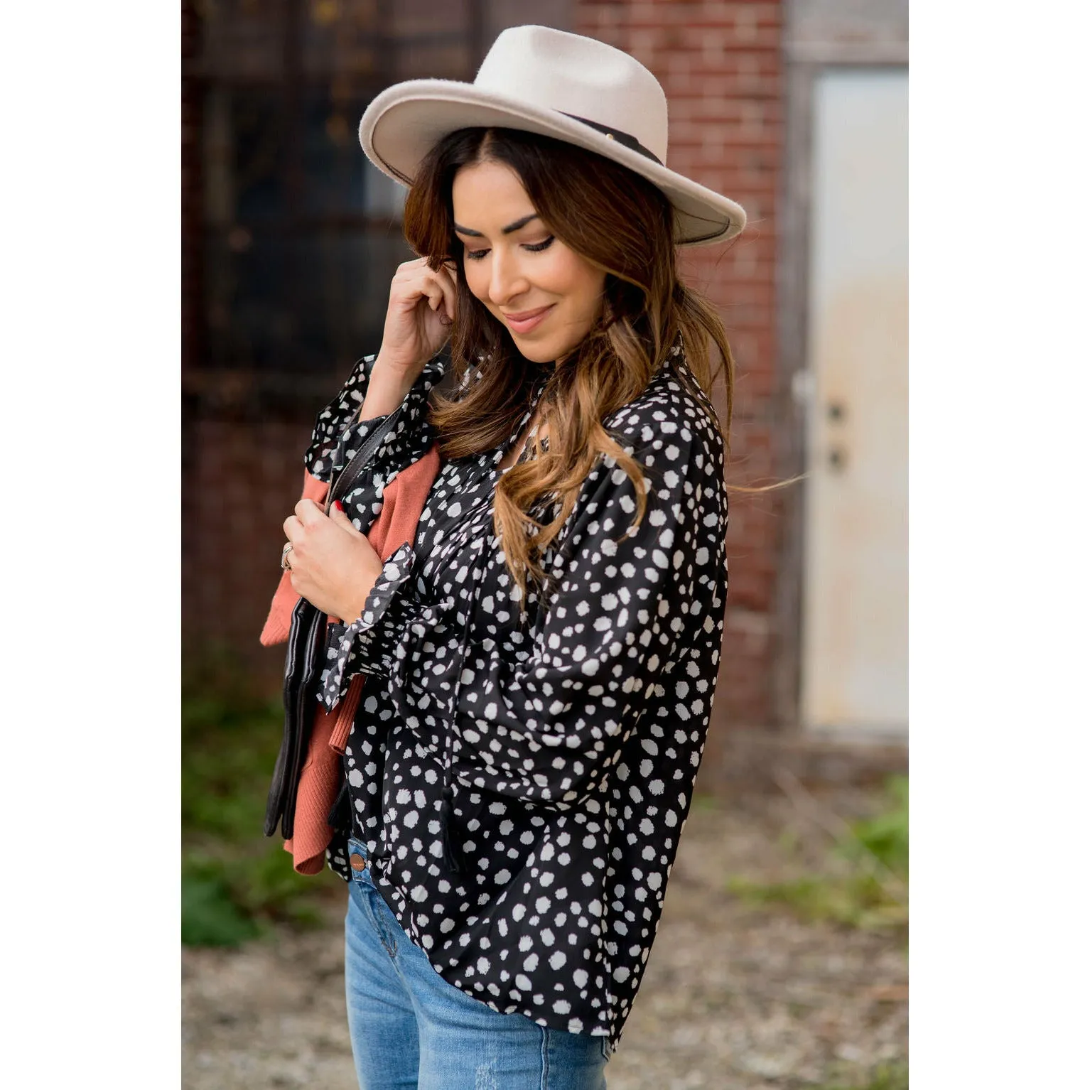 On-the-Go Cheetah Tie Blouse