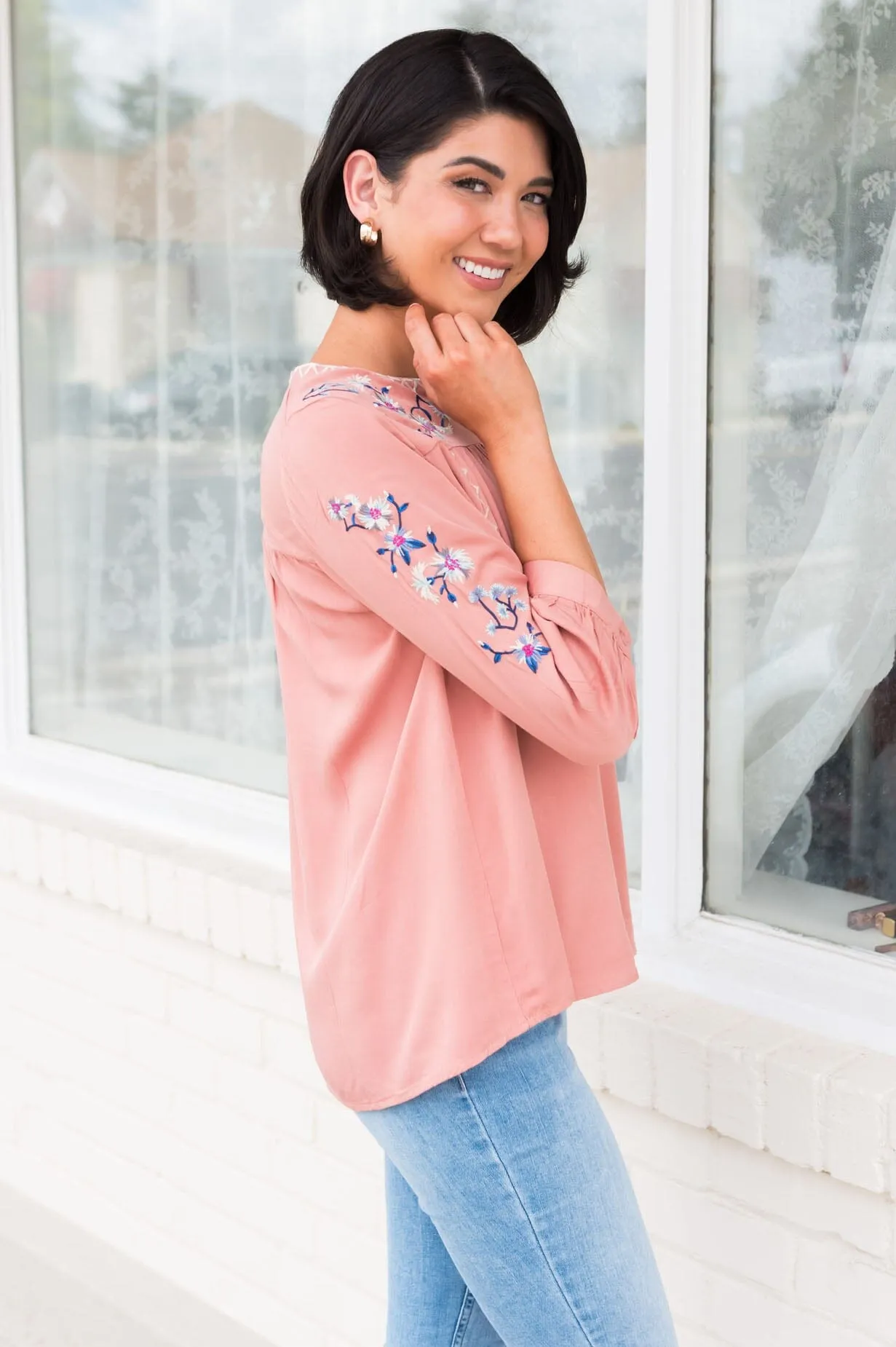 One Love Floral Embroidered Blouse