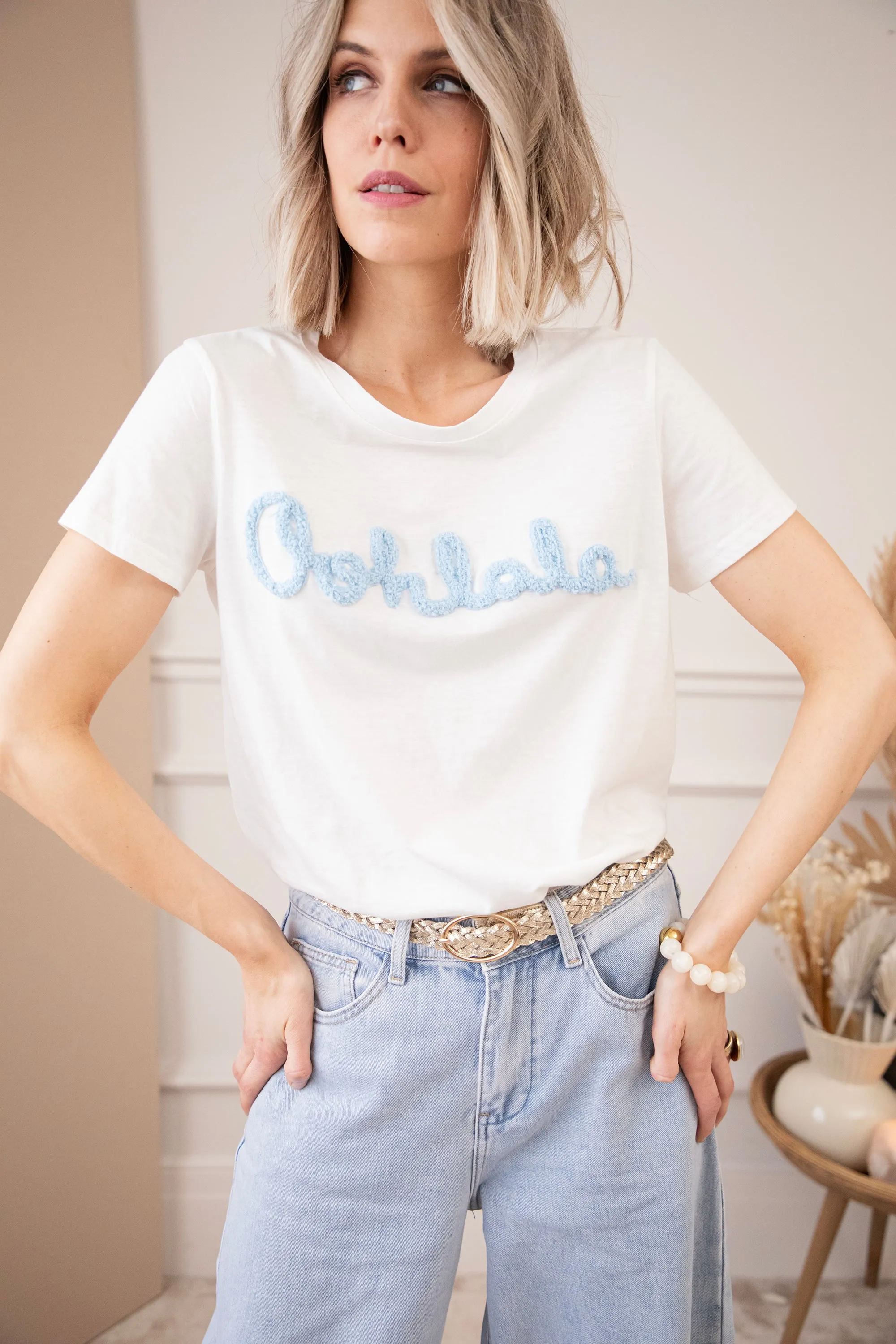Oohlala White/Blue - T-Shirt