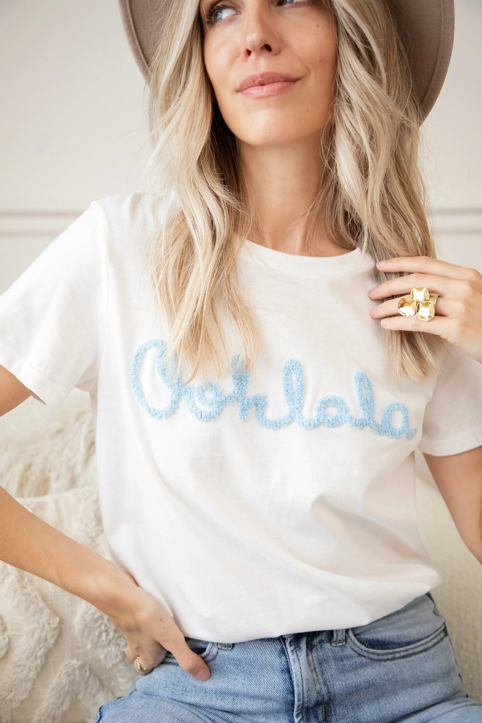 Oohlala White/Blue - T-Shirt