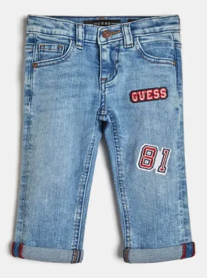 Patch Denim Slim Pants In Blue Wash (2-7)