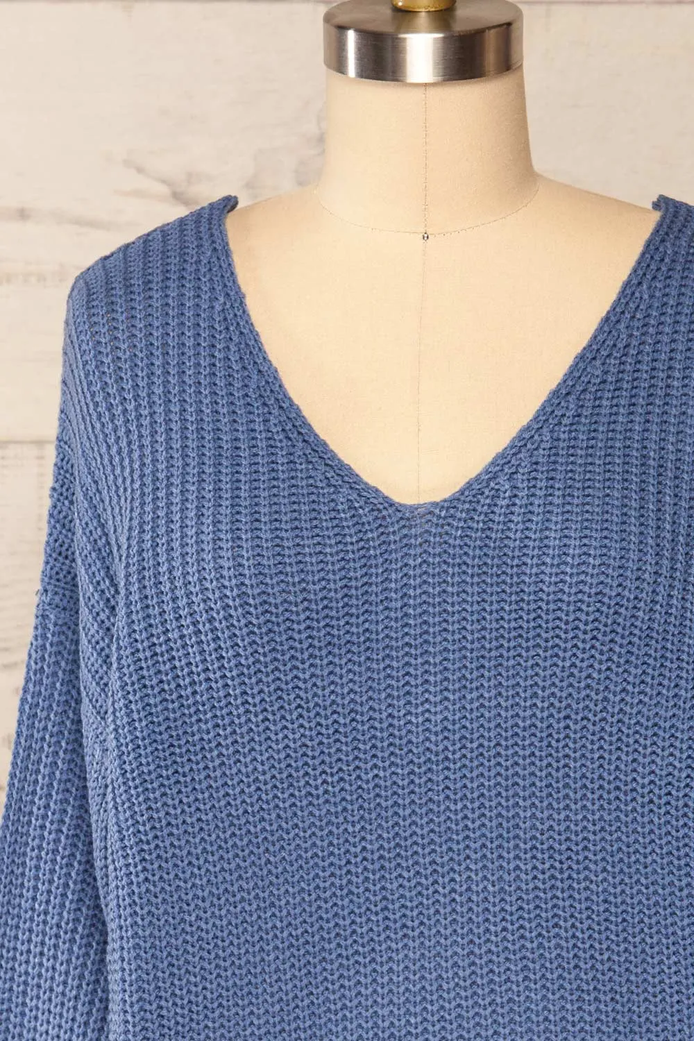 Patras Blue | V-Neck Knitted Sweater