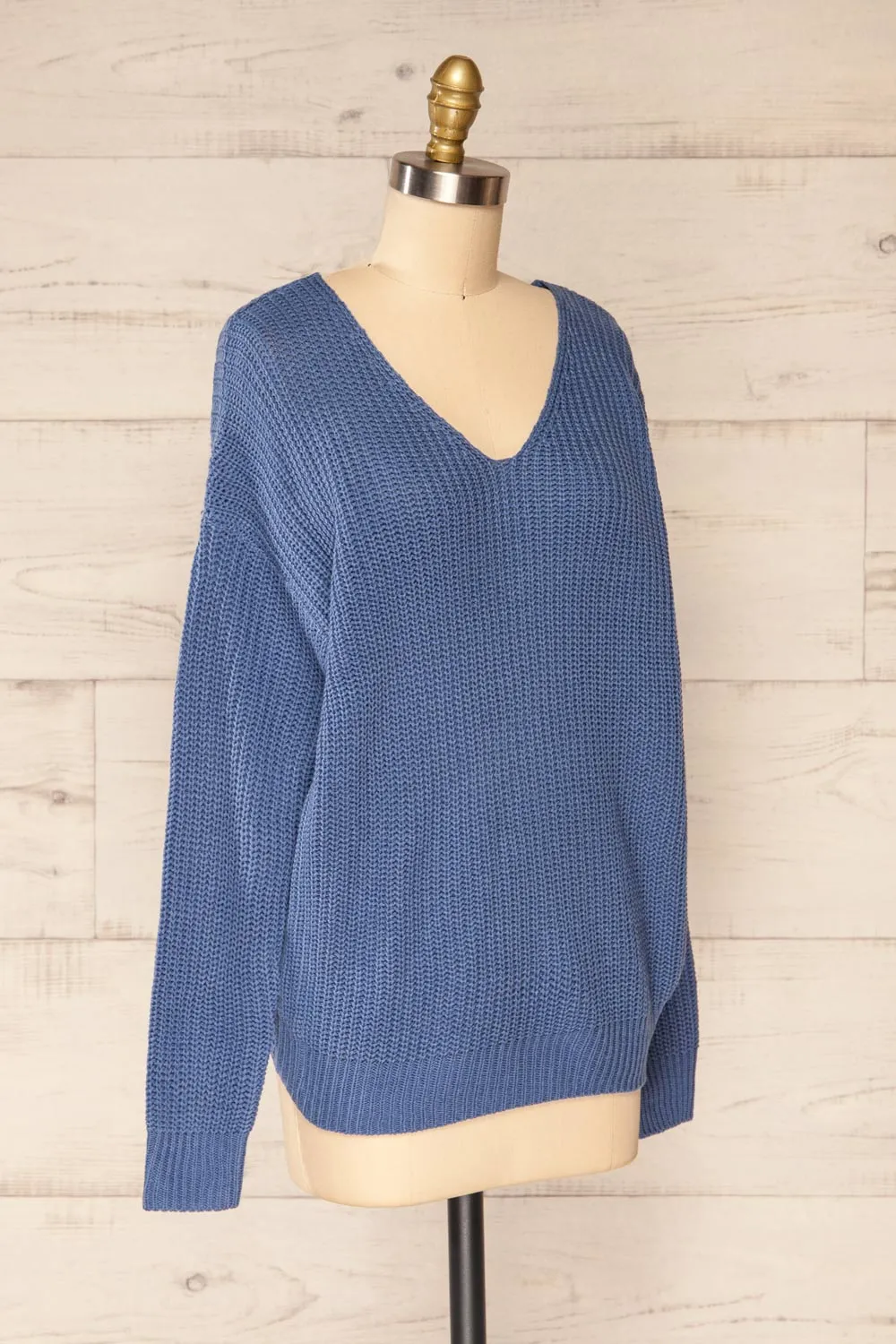 Patras Blue | V-Neck Knitted Sweater