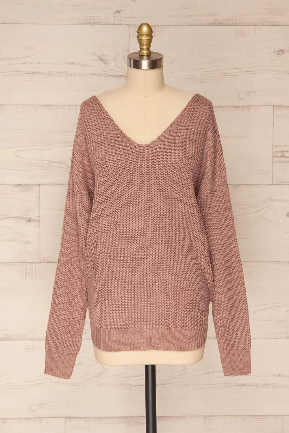 Patras Mauve | V-Neck Knitted Sweater
