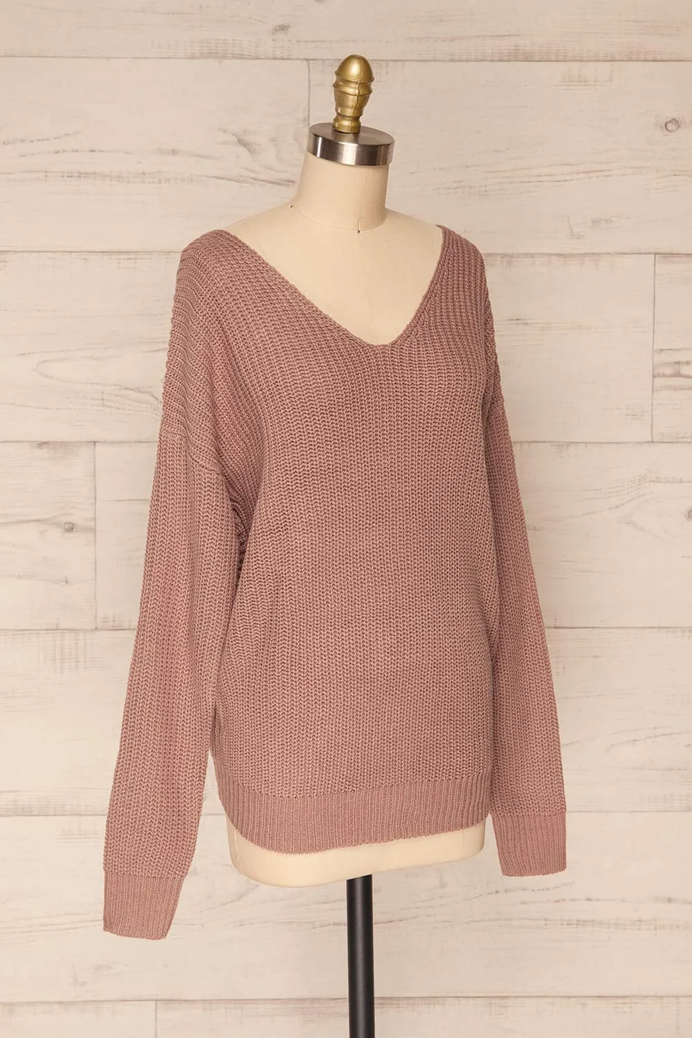 Patras Mauve | V-Neck Knitted Sweater