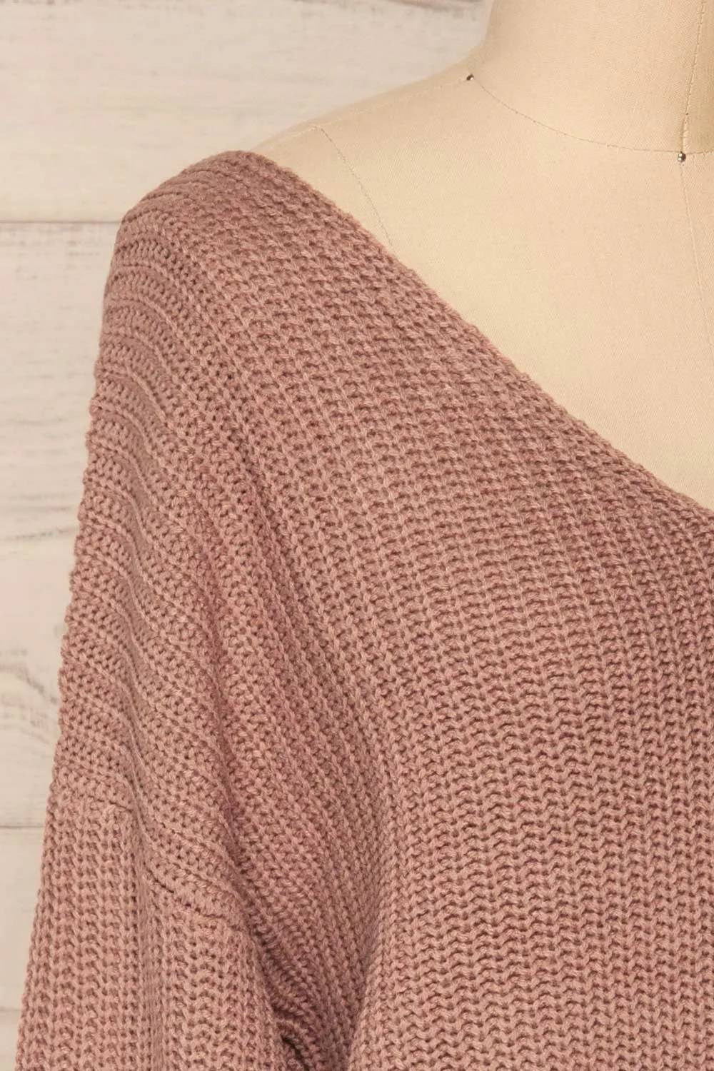 Patras Mauve | V-Neck Knitted Sweater