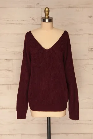 Patras Wine | V-Neck Knitted Sweater