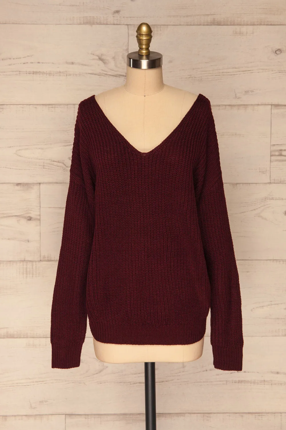 Patras Wine | V-Neck Knitted Sweater