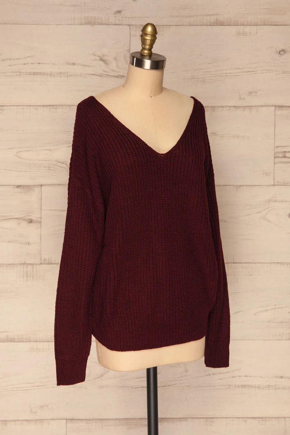 Patras Wine | V-Neck Knitted Sweater