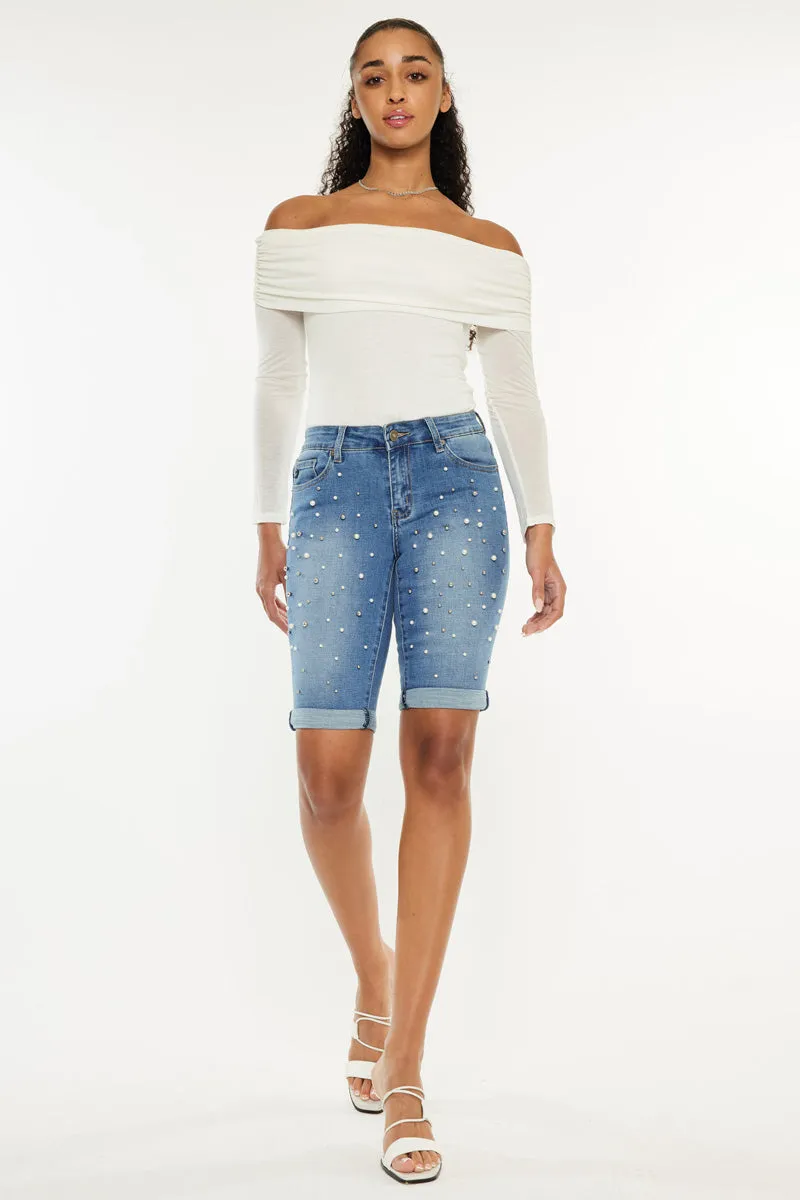 Pearly Mid Rise Bermuda Shorts