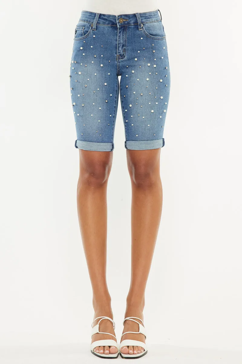 Pearly Mid Rise Bermuda Shorts