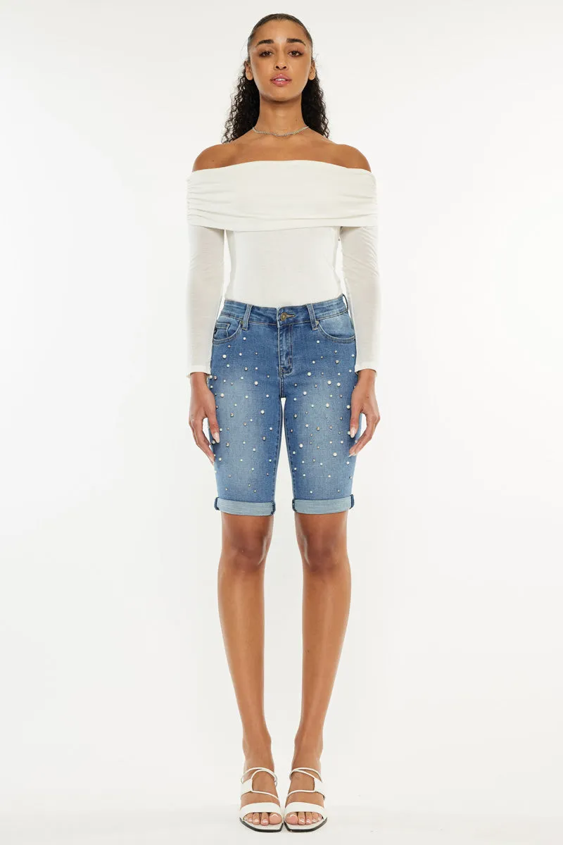 Pearly Mid Rise Bermuda Shorts