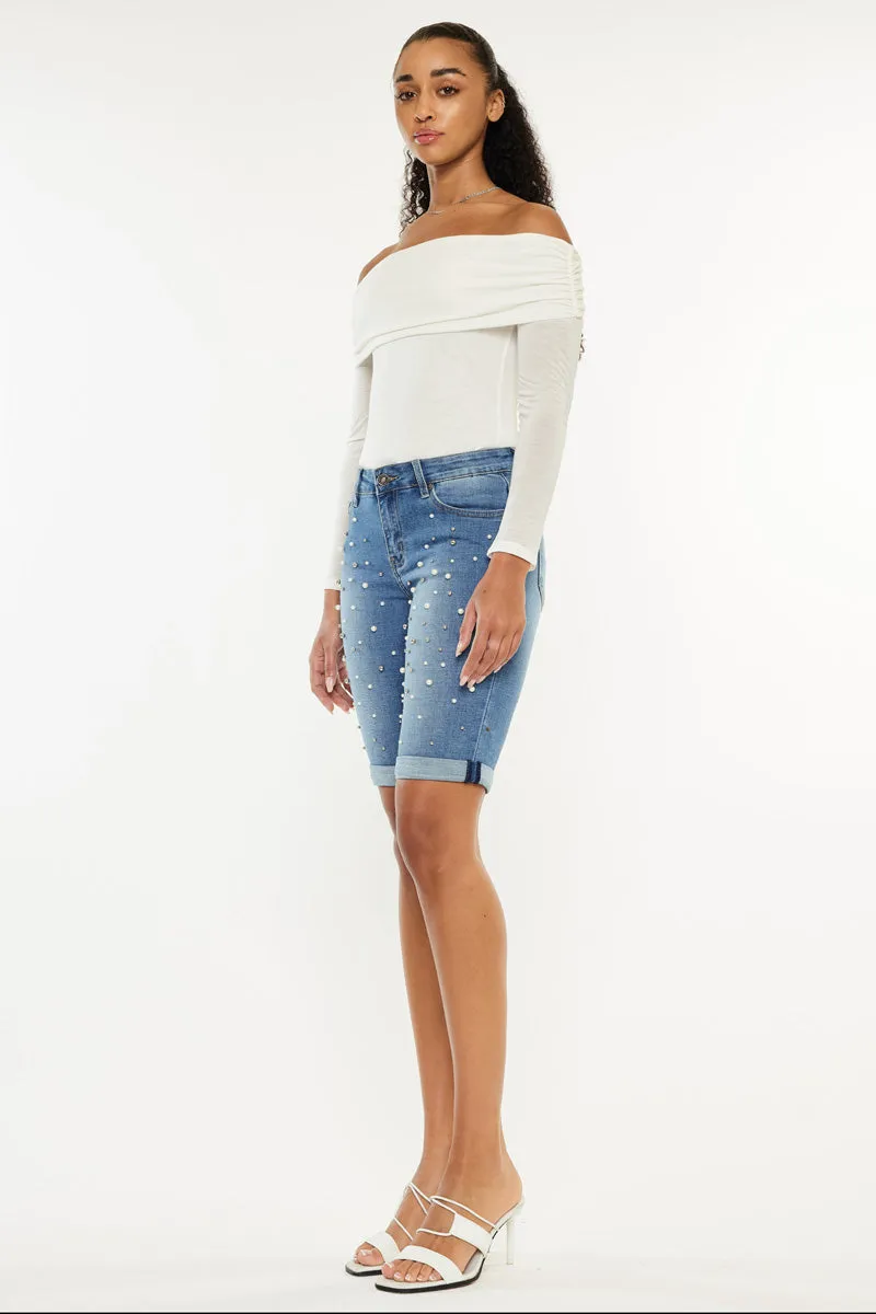 Pearly Mid Rise Bermuda Shorts