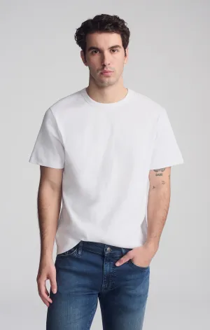 RIBBED SHORT SLEEVE CREW NECK T-SHIRT IN WHITE