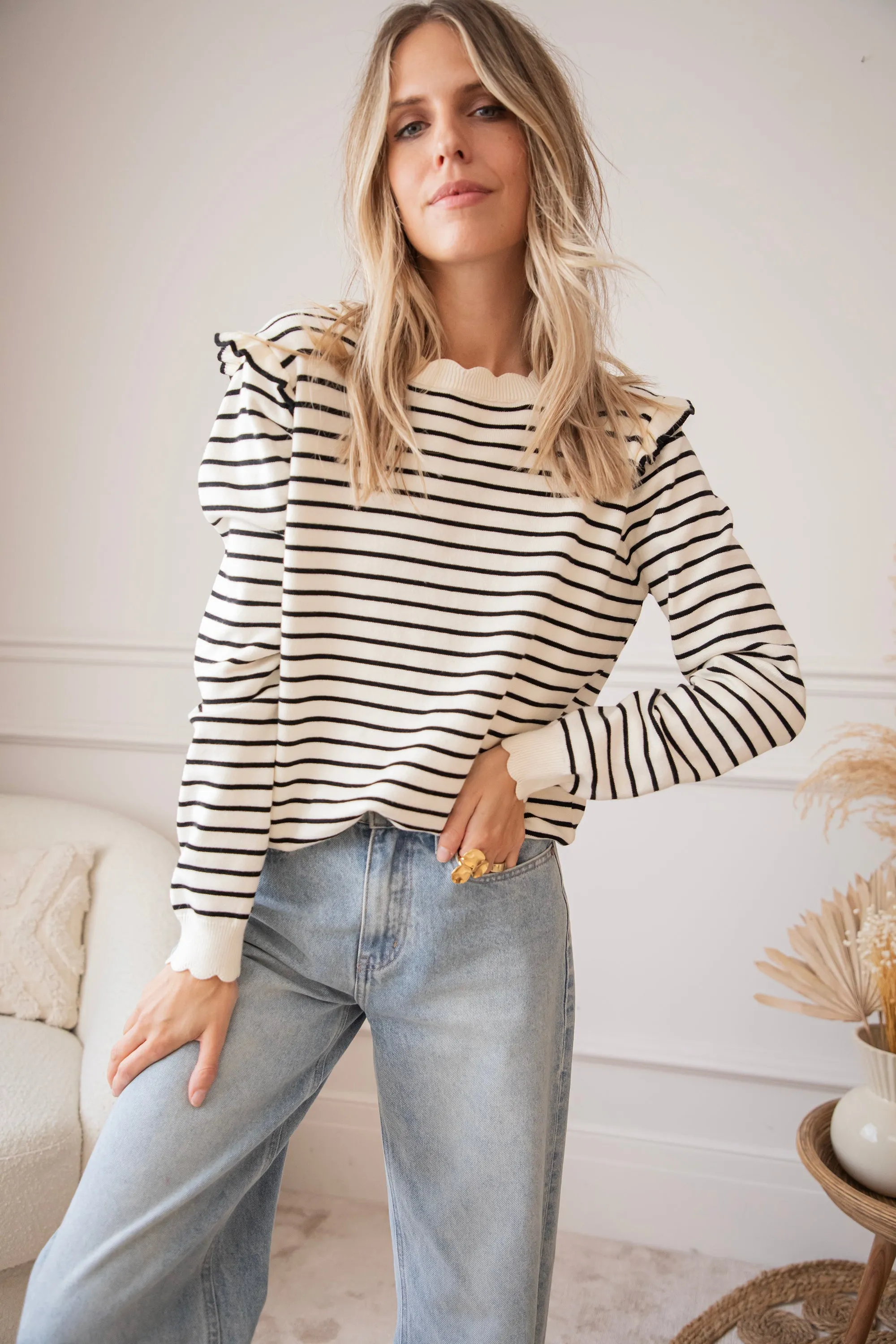 Rylie Stripe Black - Trui