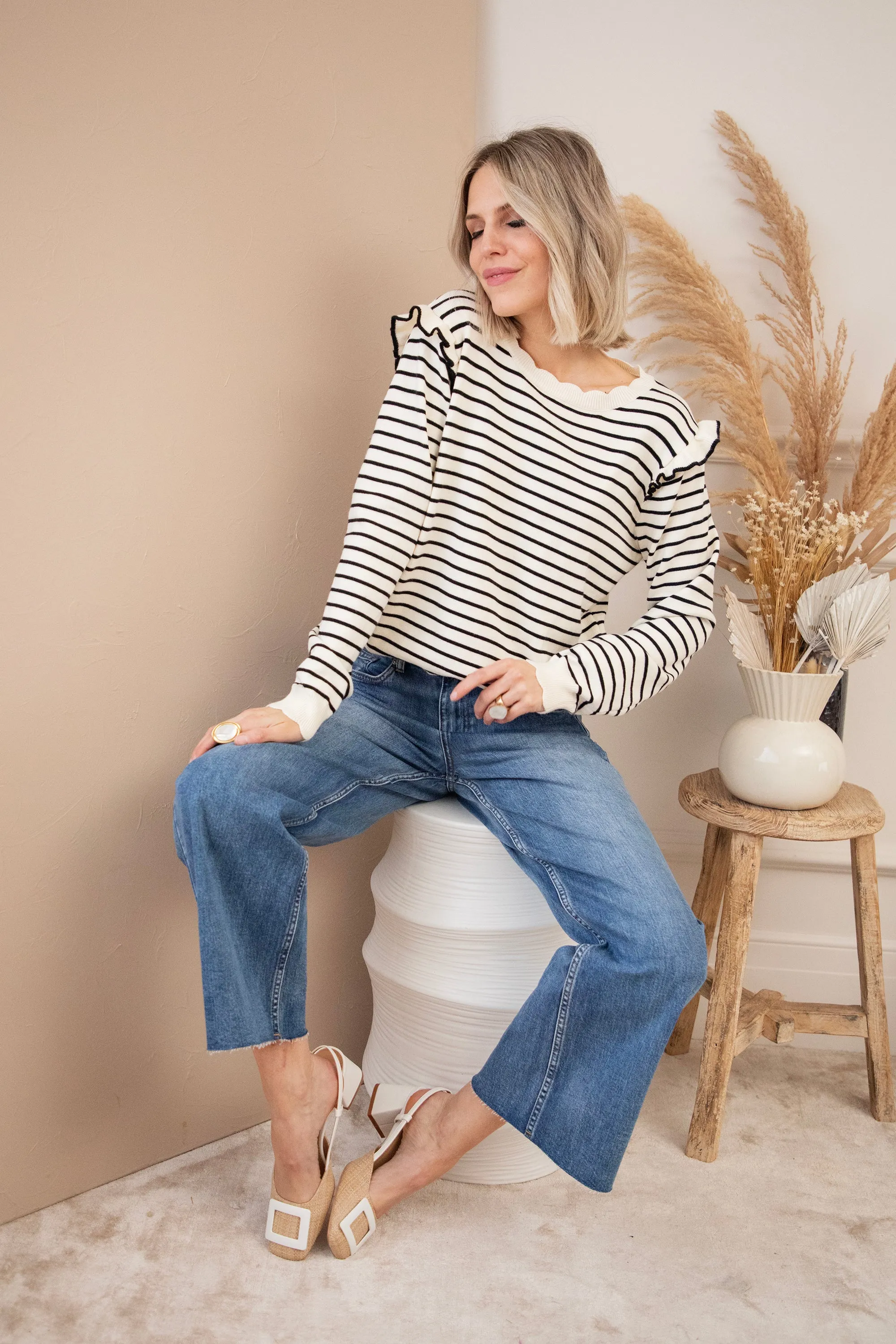 Rylie Stripe Black - Trui