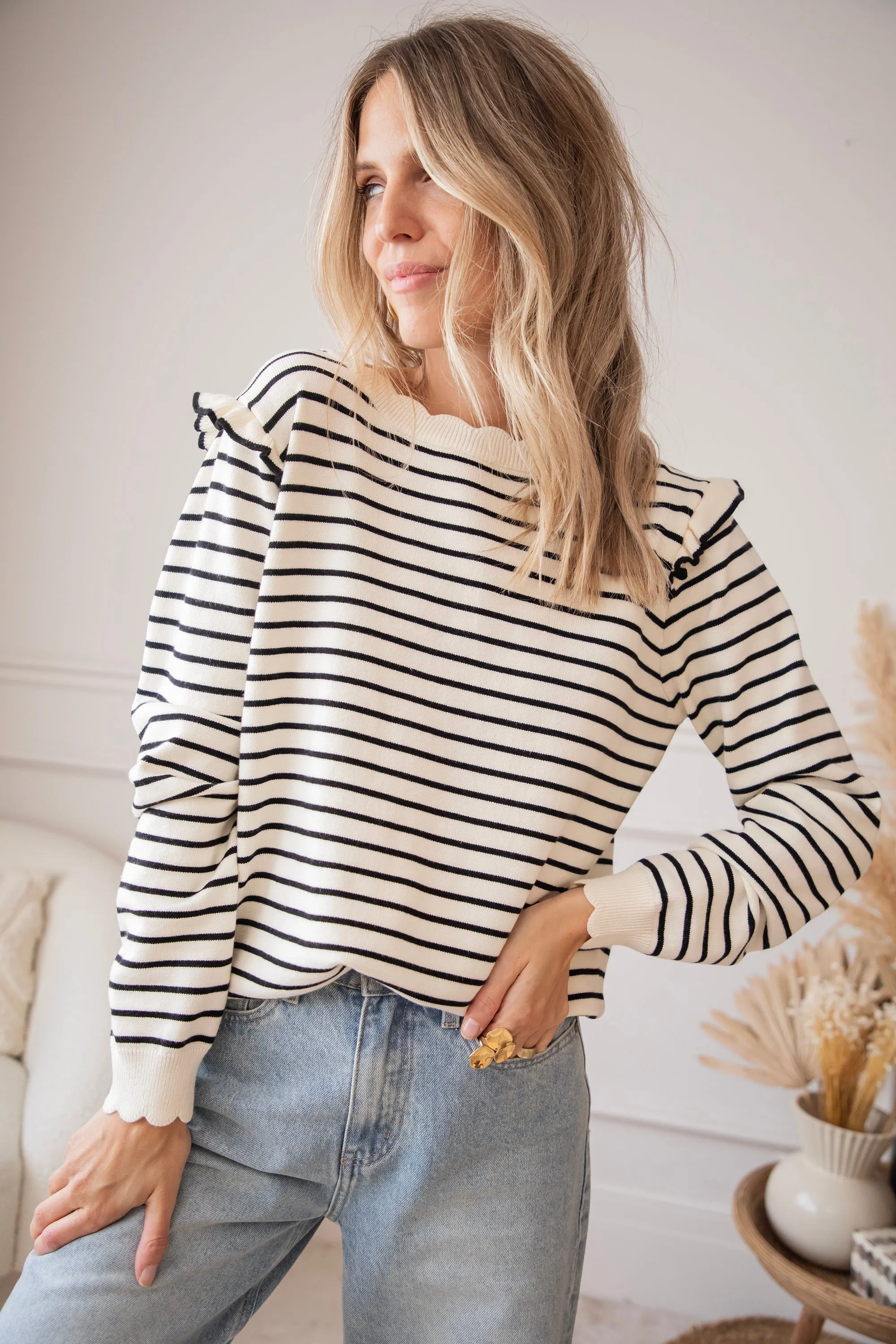 Rylie Stripe Black - Trui