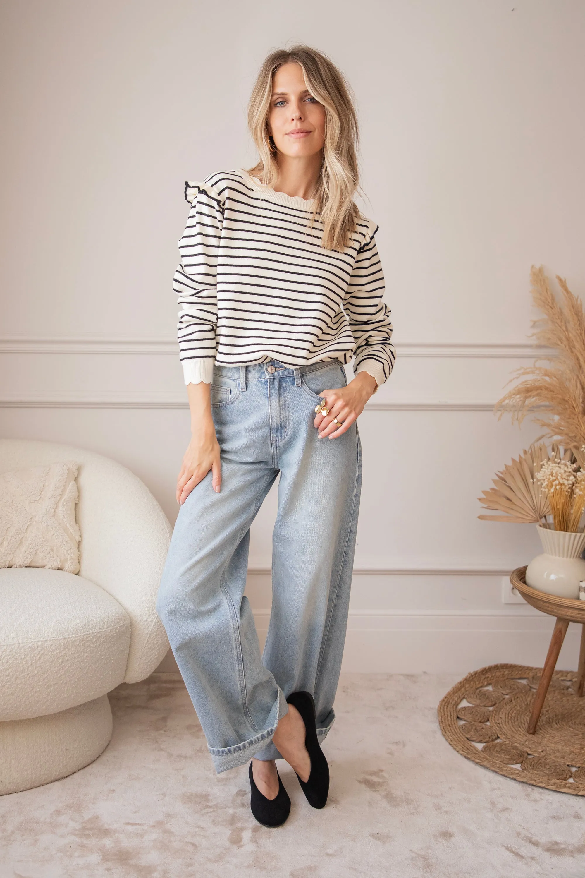 Rylie Stripe Black - Trui