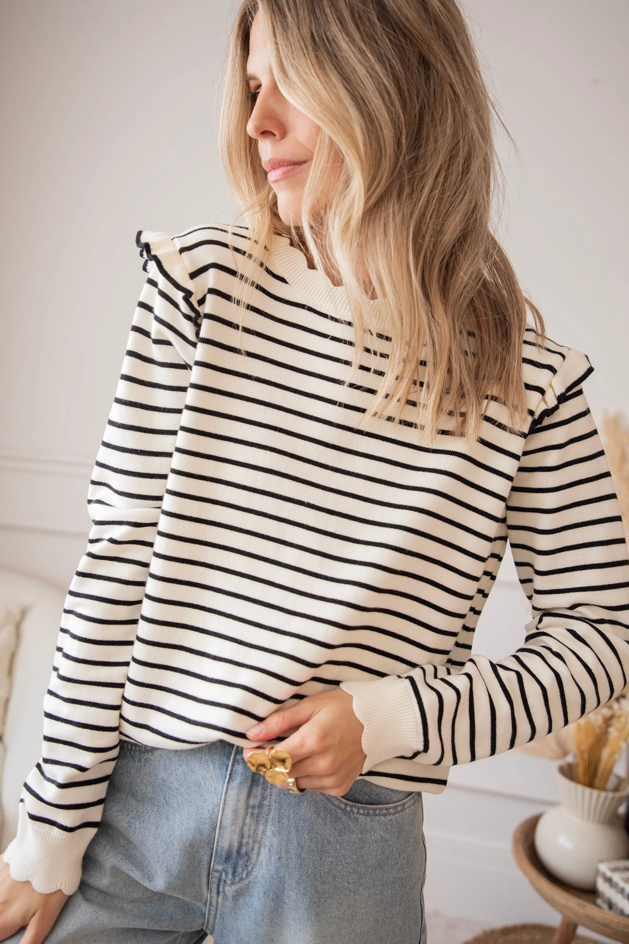 Rylie Stripe Black - Trui