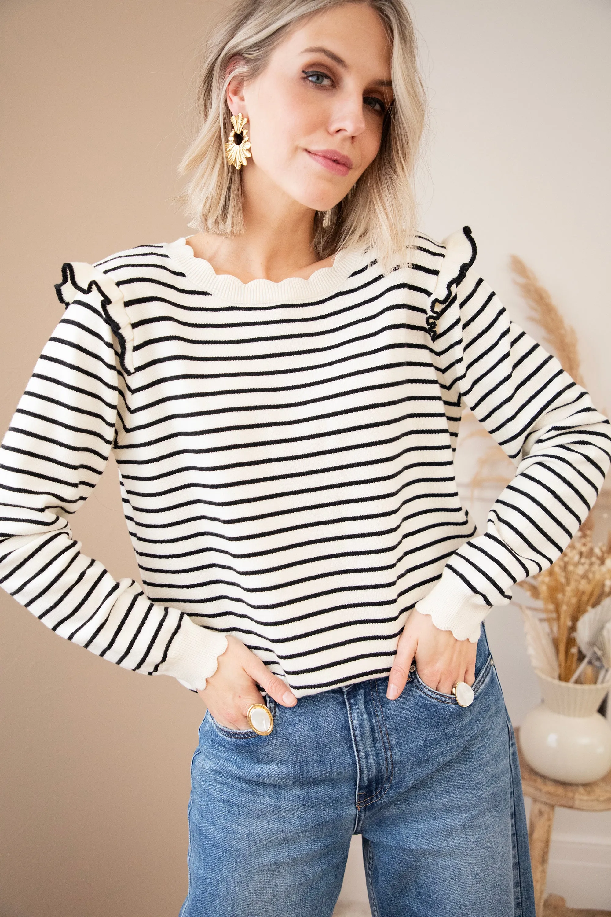 Rylie Stripe Black - Trui