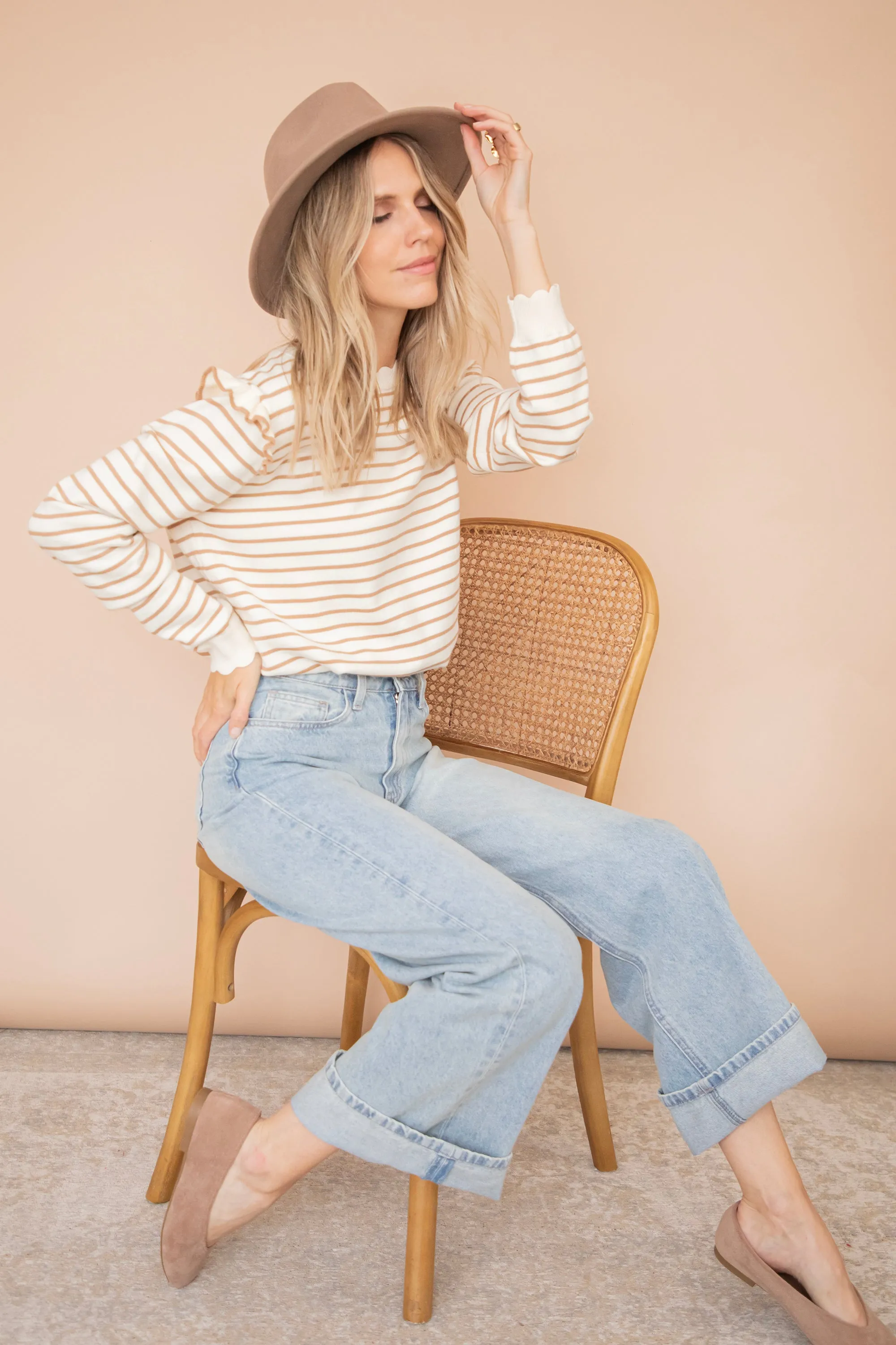 Rylie Stripe Taupe - Trui