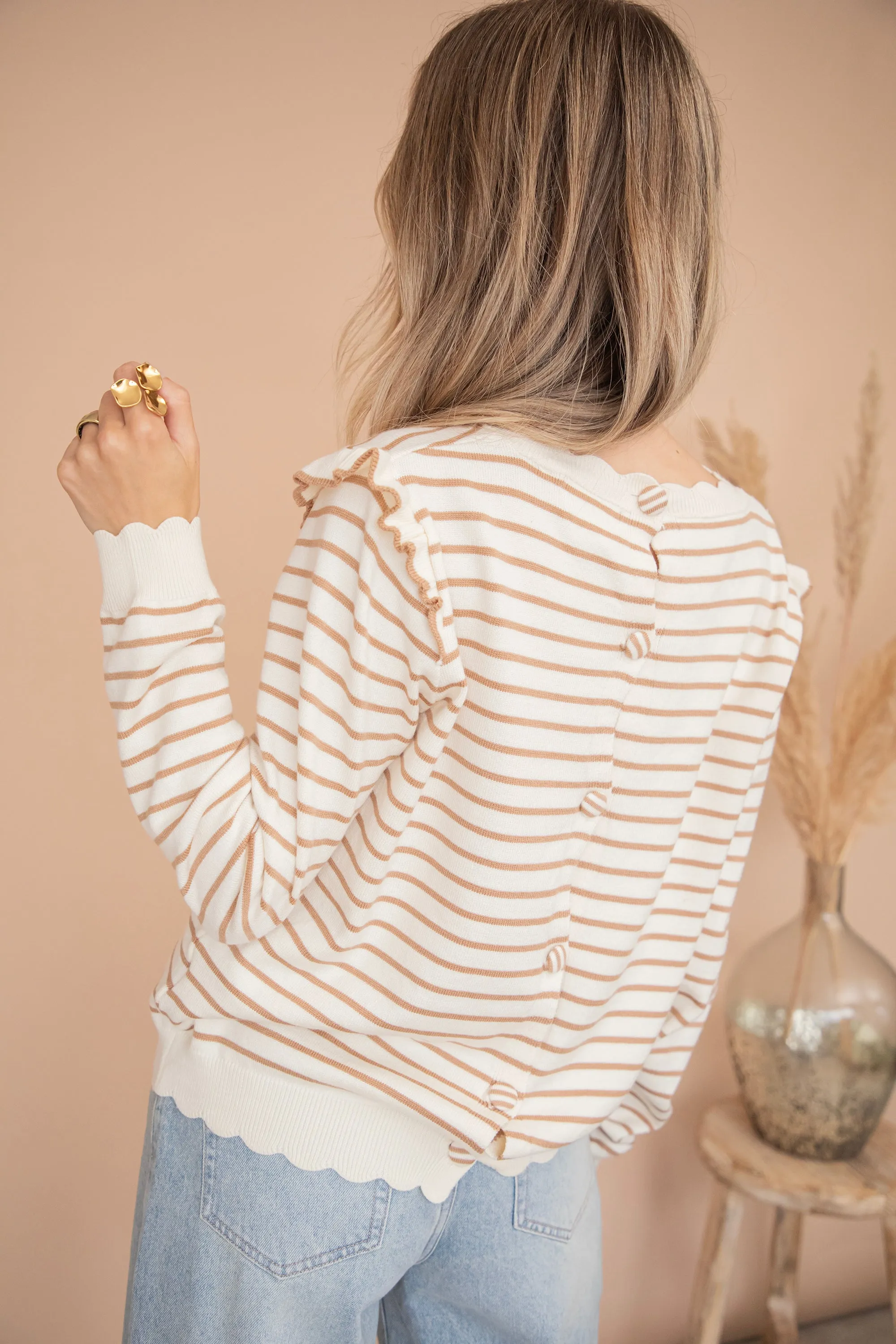 Rylie Stripe Taupe - Trui