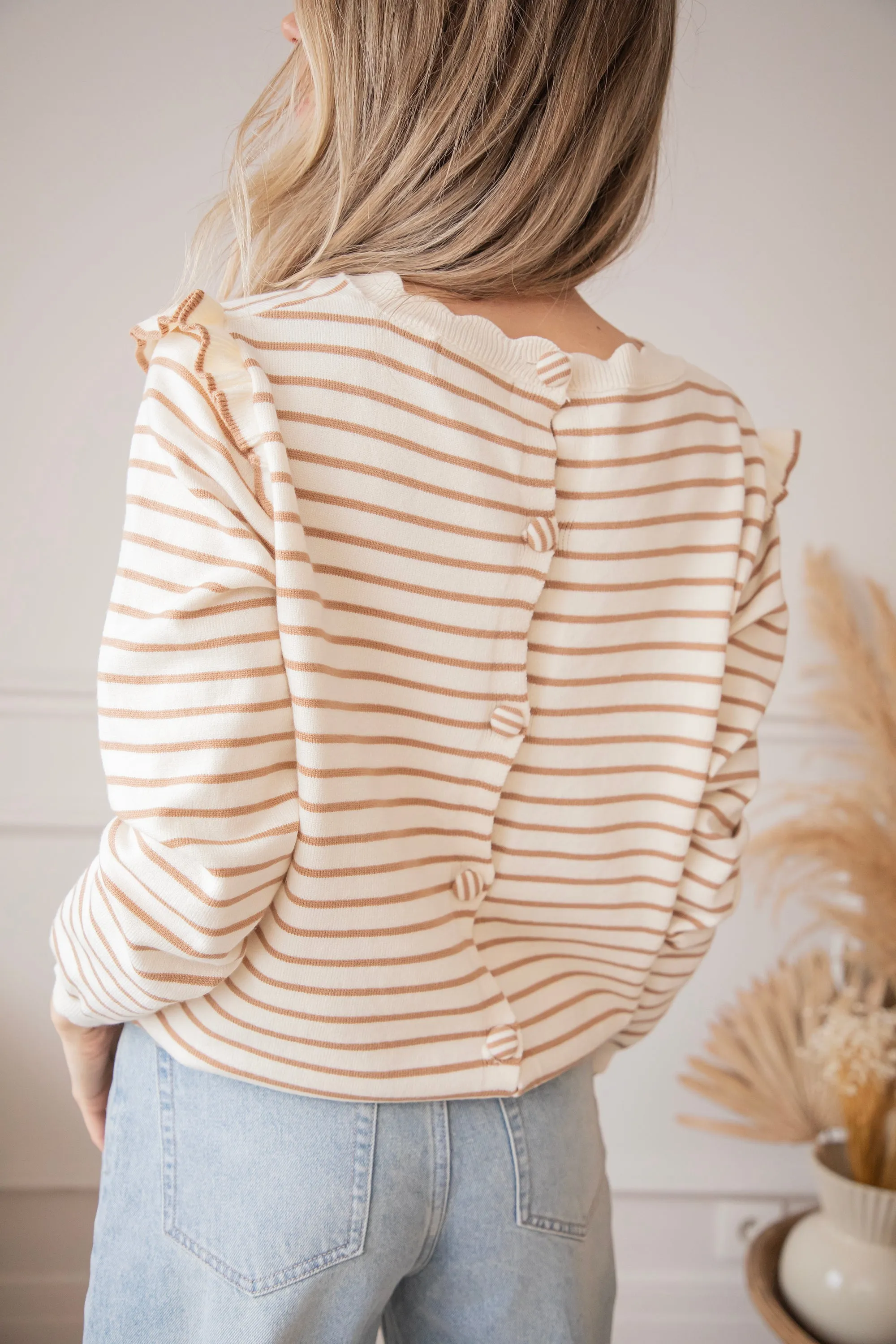 Rylie Stripe Taupe - Trui