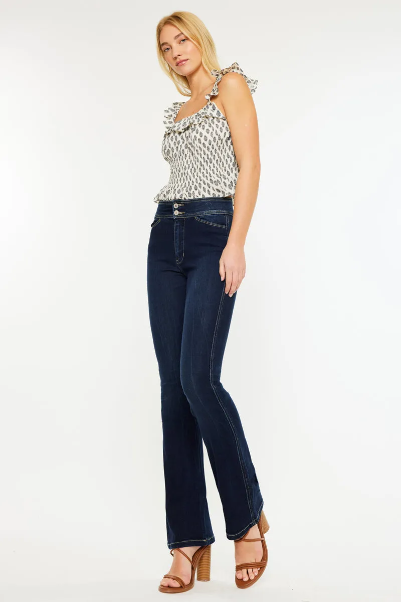 Seren High Rise Exposed Button Bootcut Jeans