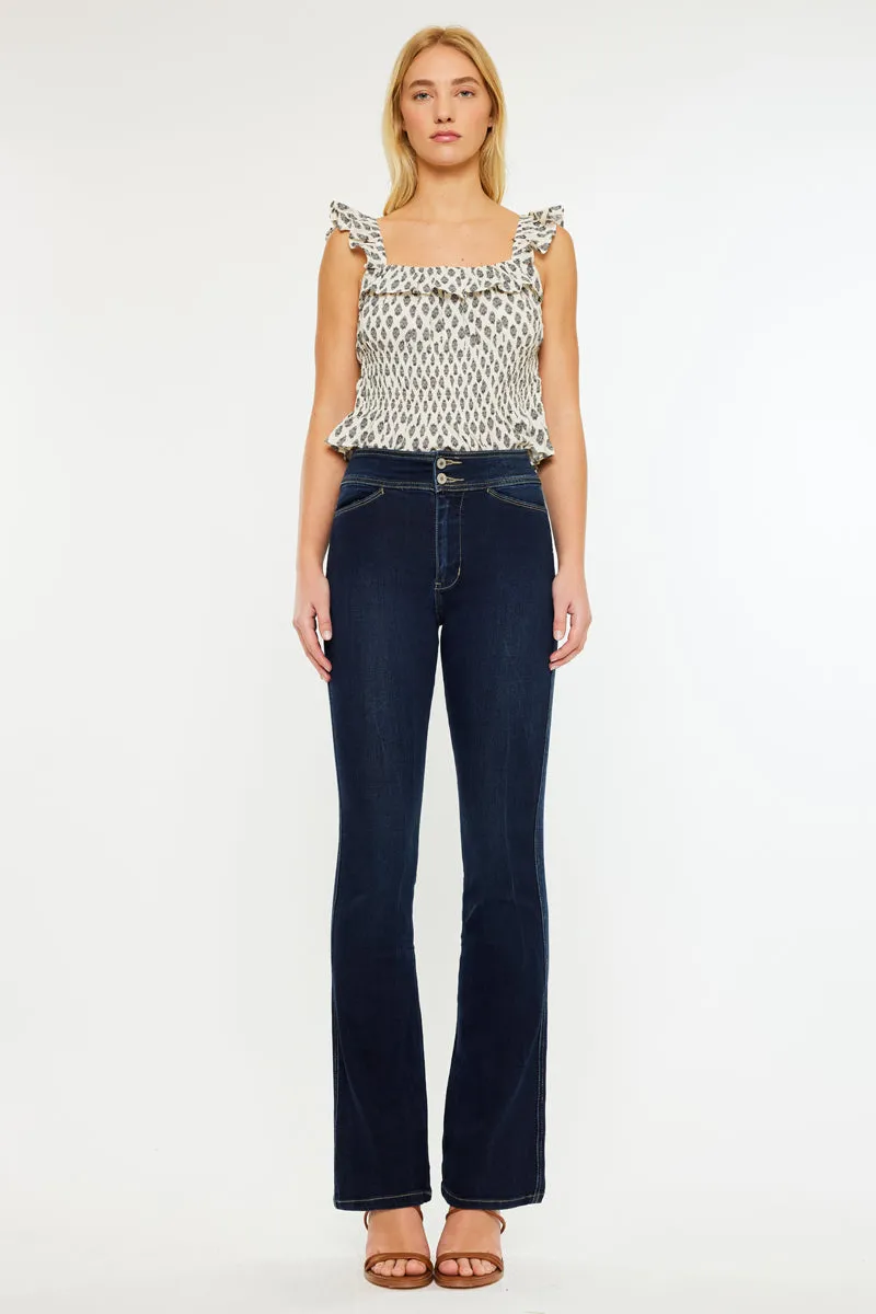 Seren High Rise Exposed Button Bootcut Jeans