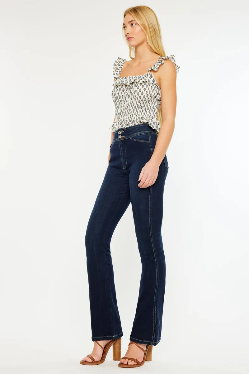 Seren High Rise Exposed Button Bootcut Jeans