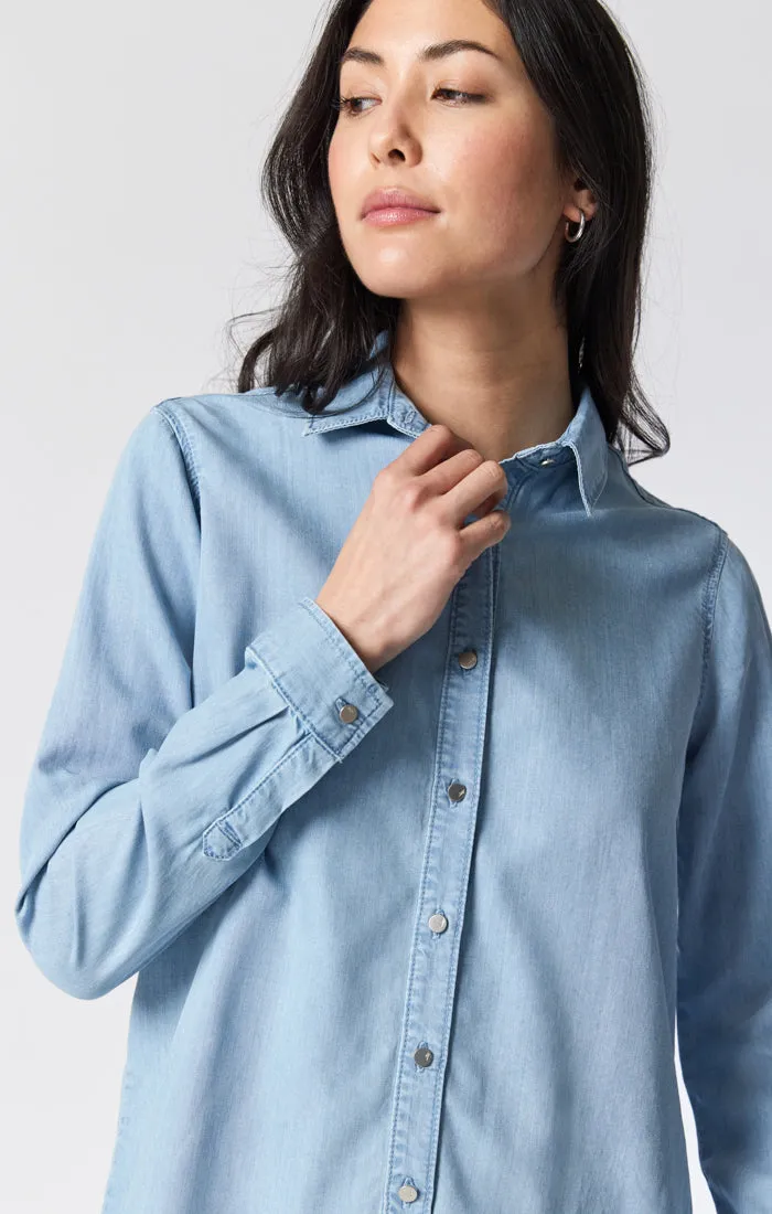 SHELBY DENIM SHIRT IN LIGHT DENIM
