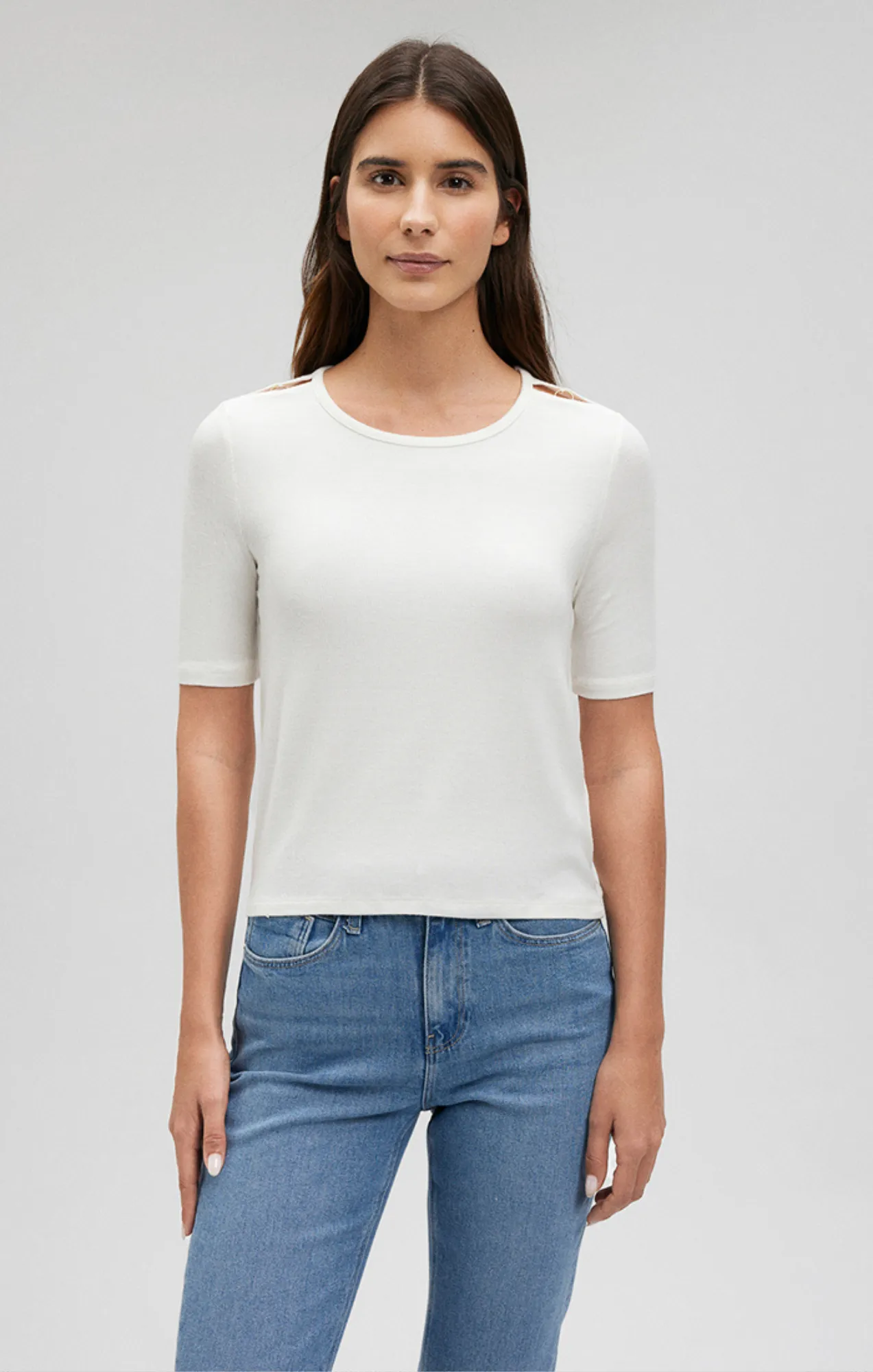 SHOULDER SLIT SHIRT IN ANTIQUE WHITE