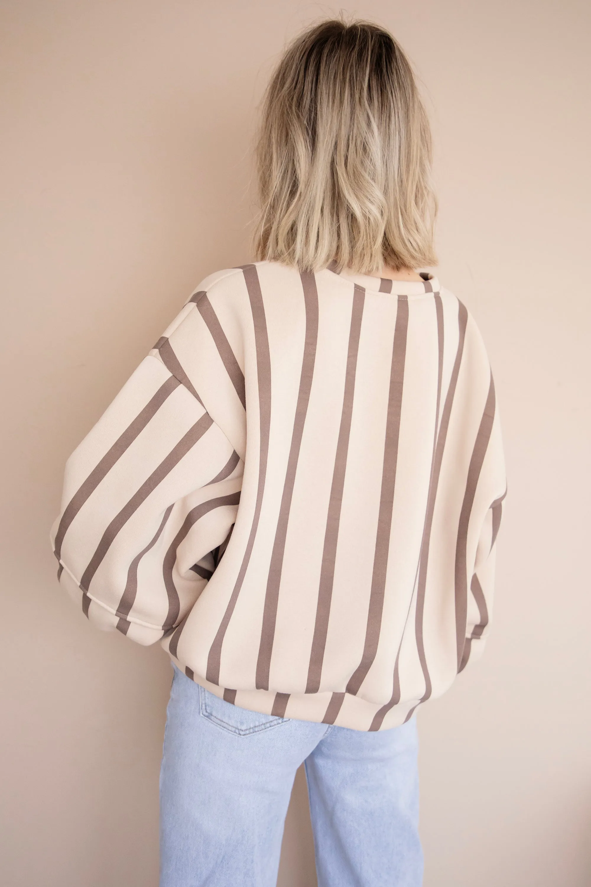 Snuggle Up In Stripes Beige/Brown - Sweater