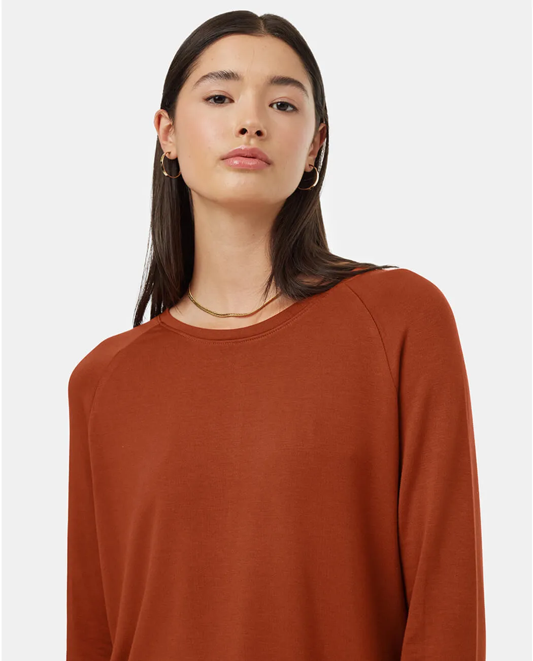 Solid Round Neck Brown T-Shirt