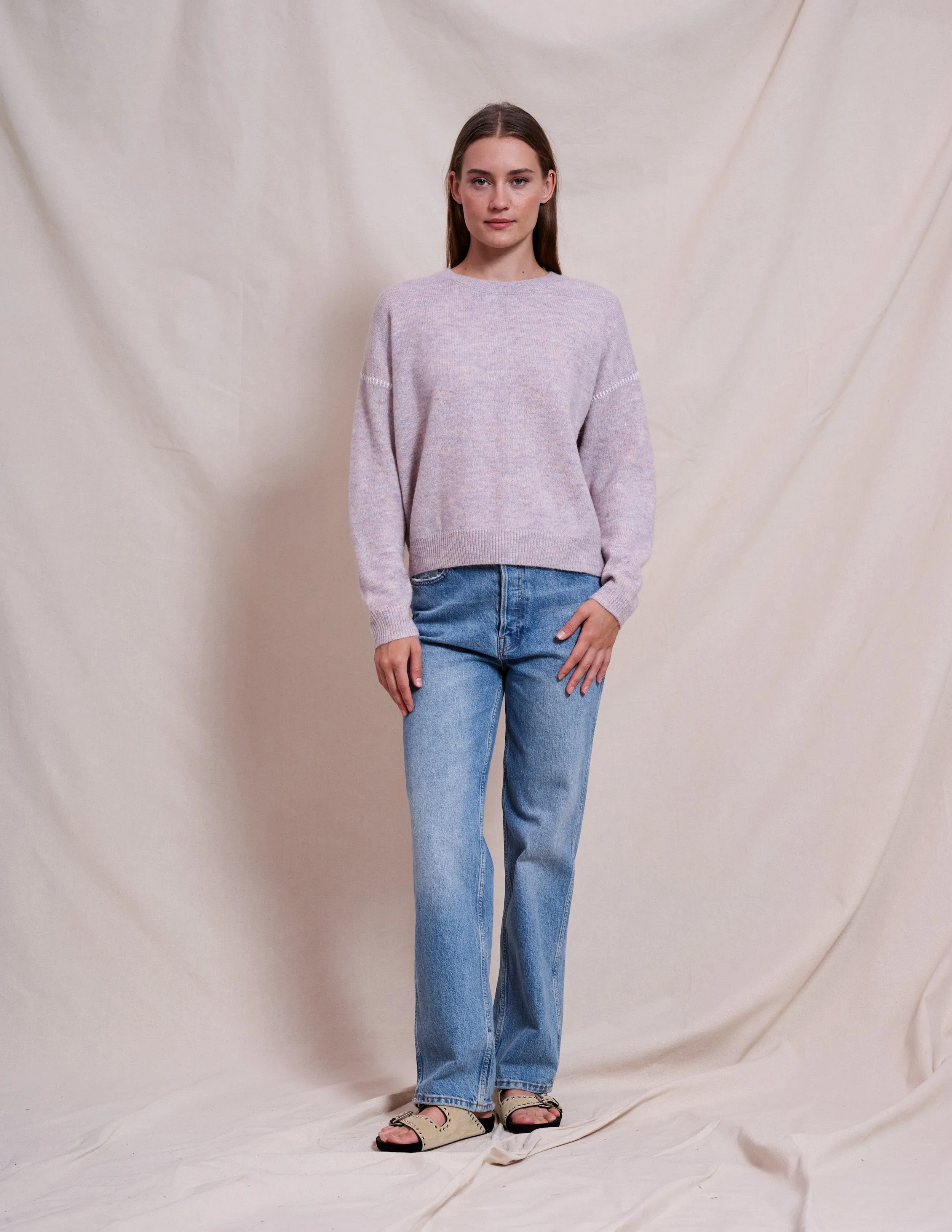 Sundry Crew With Baseball Stitching in Iconic Pink