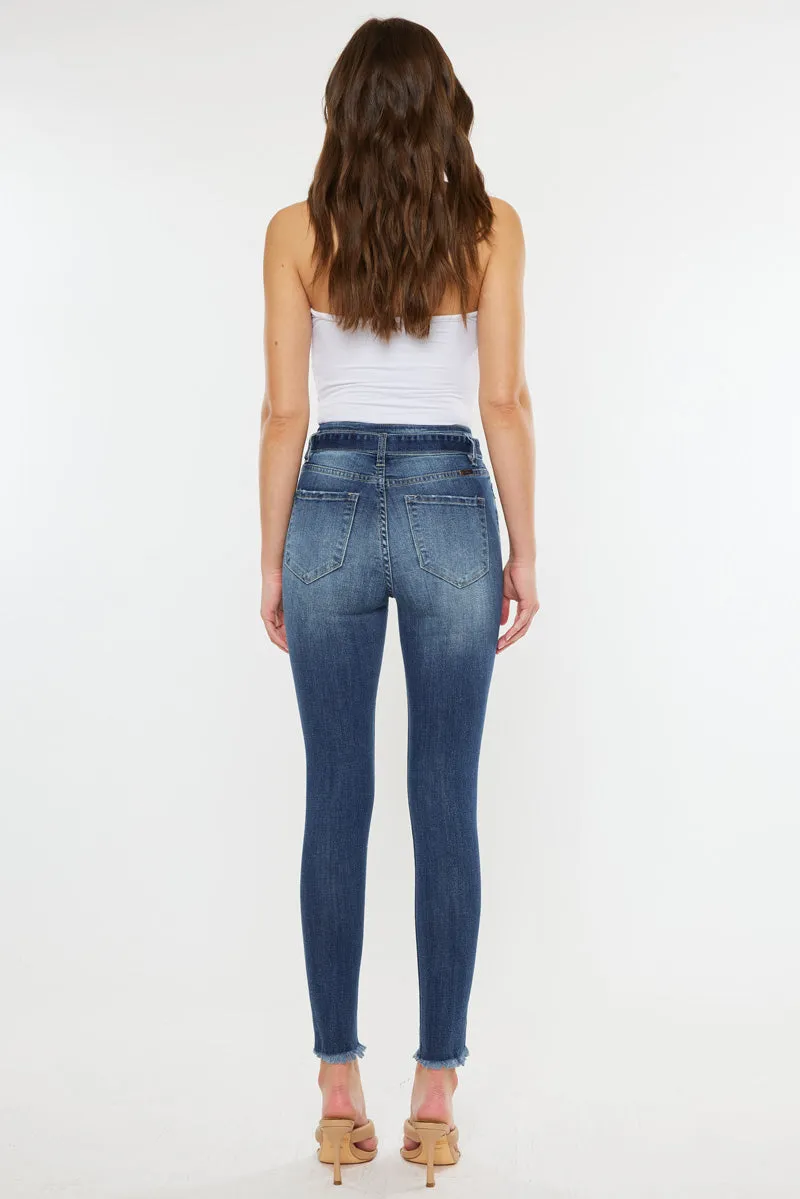 Sunny Ultra High Rise Belted Ankle Skinny Jeans