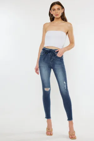 Sunny Ultra High Rise Belted Ankle Skinny Jeans
